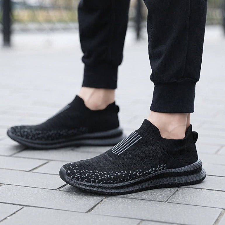 Breathable Slip-on Sneakers for Men - Omega Walk - MEN SHOES-40-Black-38