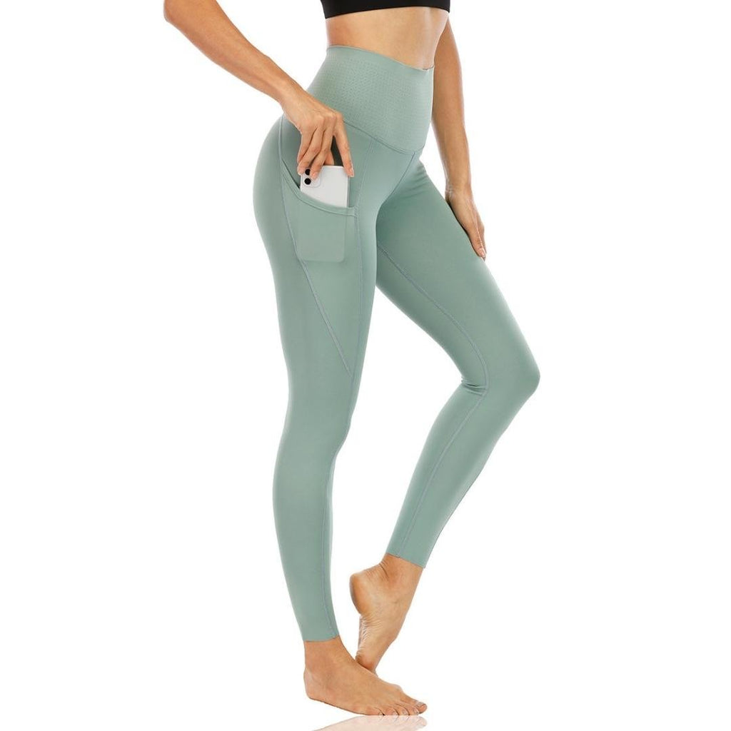 Bunny Soft Breathable Leggings with Pockets - Omega Walk - XY-S5-Light Green-S