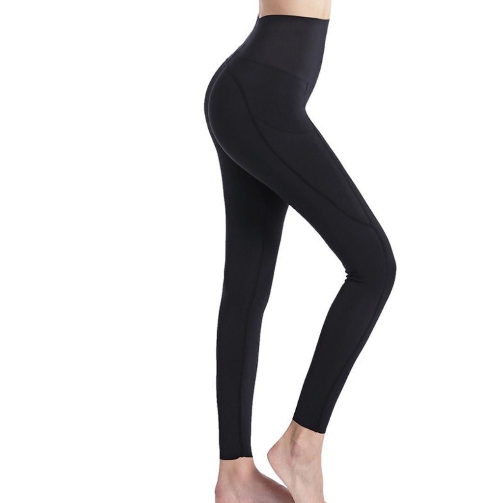 Bunny Soft Breathable Leggings with Pockets - Omega Walk - XY-S5-Black-S