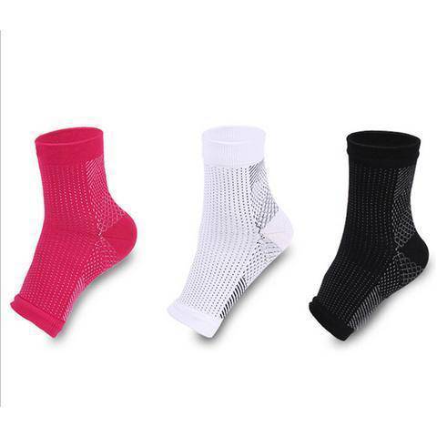 Compression Foot Sleeves - Open Toe Socks for Plantar Fasciitis and Arch Pain - Omega Walk - Angel S black