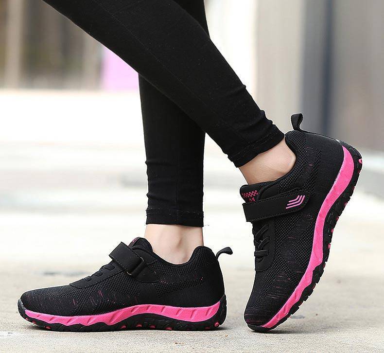Light hook & loop sneakers for women - Omega Walk - M77-BLACK ROSE-35