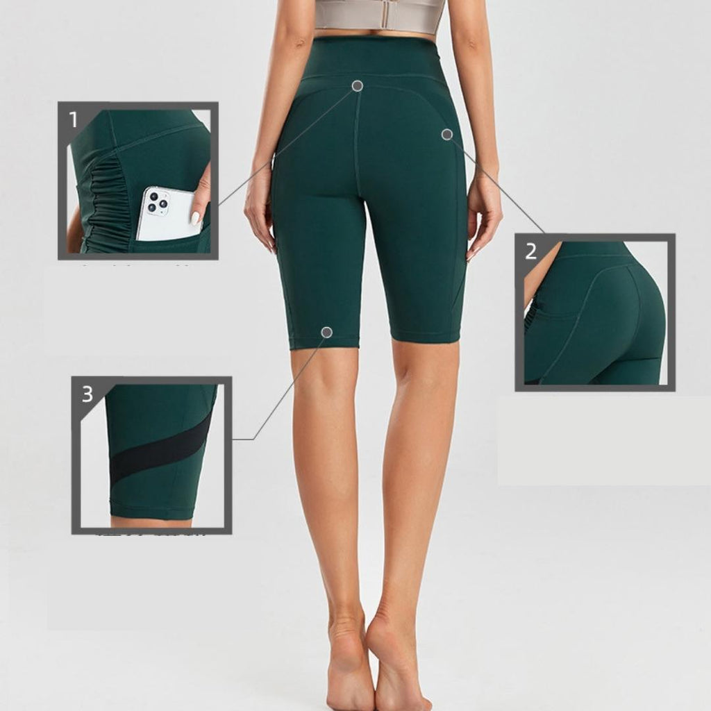 Max Comfort Capri Leggings with Pockets - Omega Walk - XY-A5-Dark Green-S
