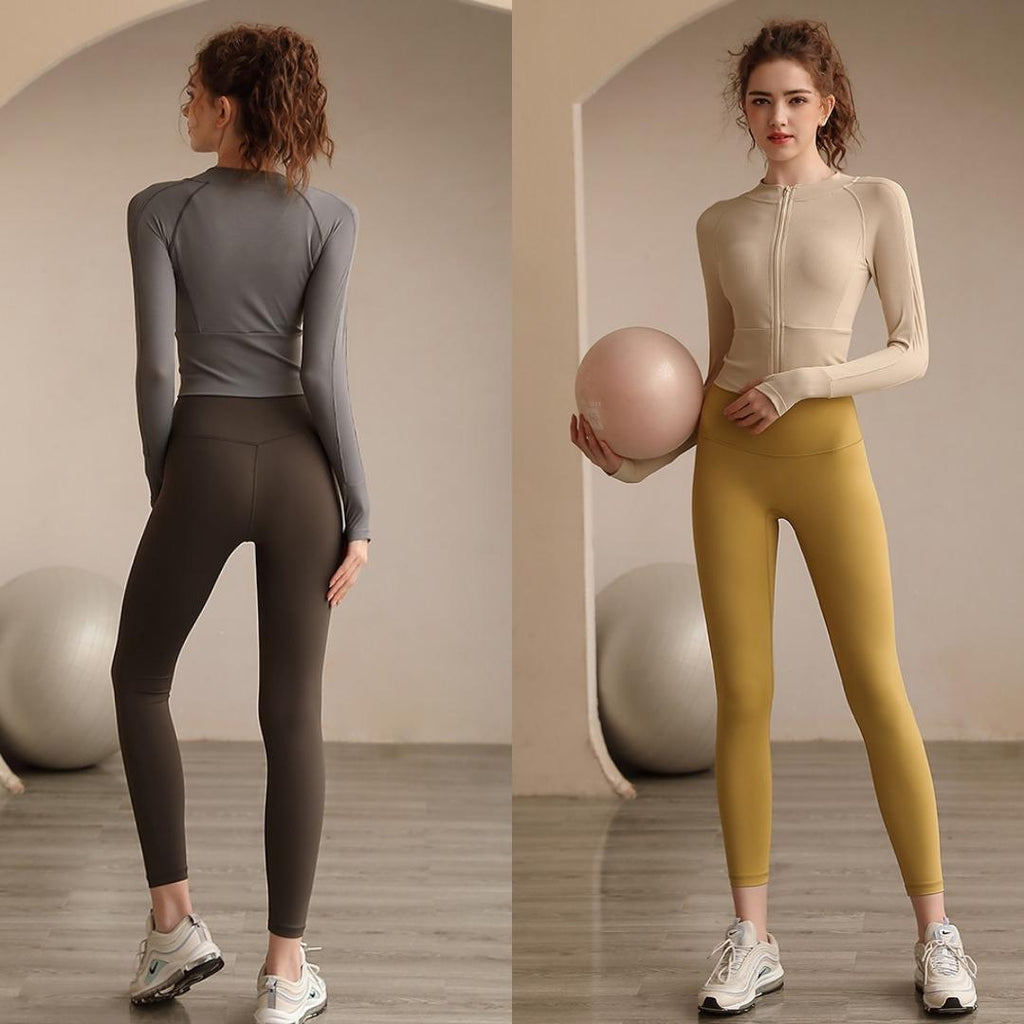 Soul Fit Workout Pants with Jacket - Omega Walk - YG-LSM003-Pastel-Pink-Silver-Pink-Leggings-S