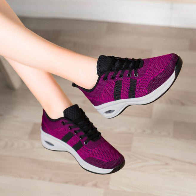 Women's Comfortable Platform Walking Sneakers - Omega Walk - M135-PURPLE BLACK-35