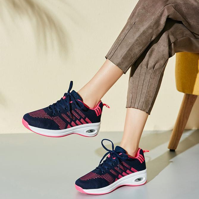 Women's Comfortable Platform Walking Sneakers - Omega Walk - M135-ROSE BLANK-35