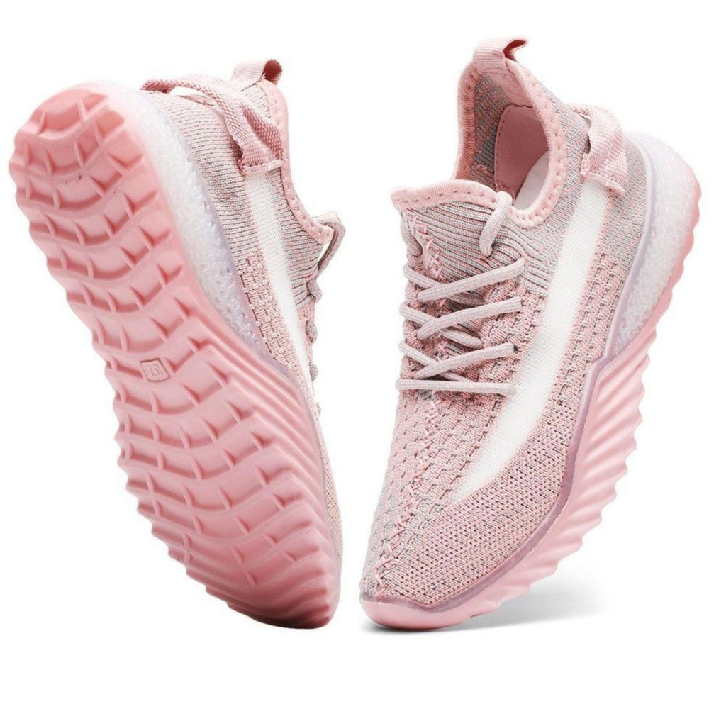 Women's Net Surface Lace-Up Sneakers - Omega Walk - M83-BEIGE-35