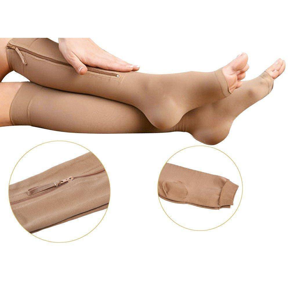 Zippered Compression Socks - Support Stockings 20-30 mmHg - Omega Walk