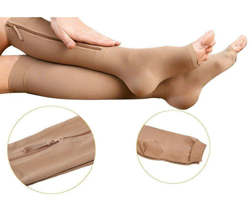 Support Plus Zippered Compression Socks - Support Stockings 20-30 mmHg - Omega Walk