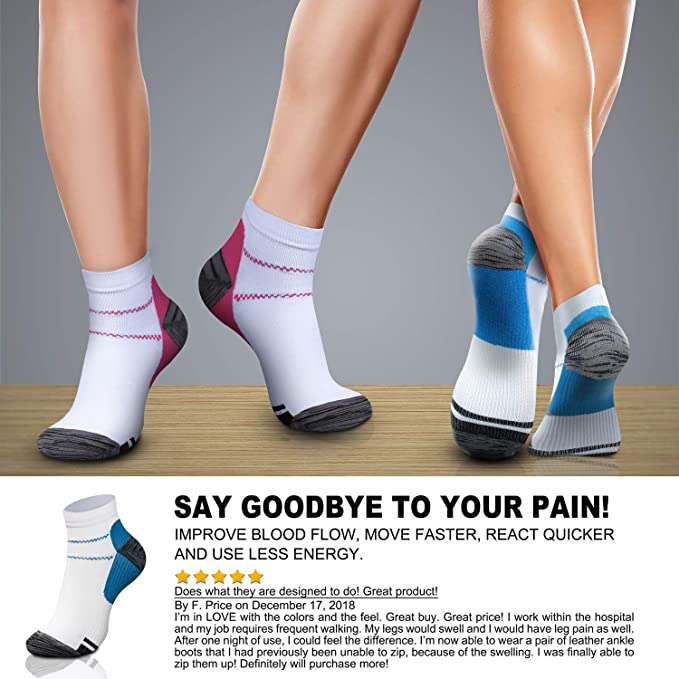 6 Pair Pro Ankle Compression Socks - Omega Walk