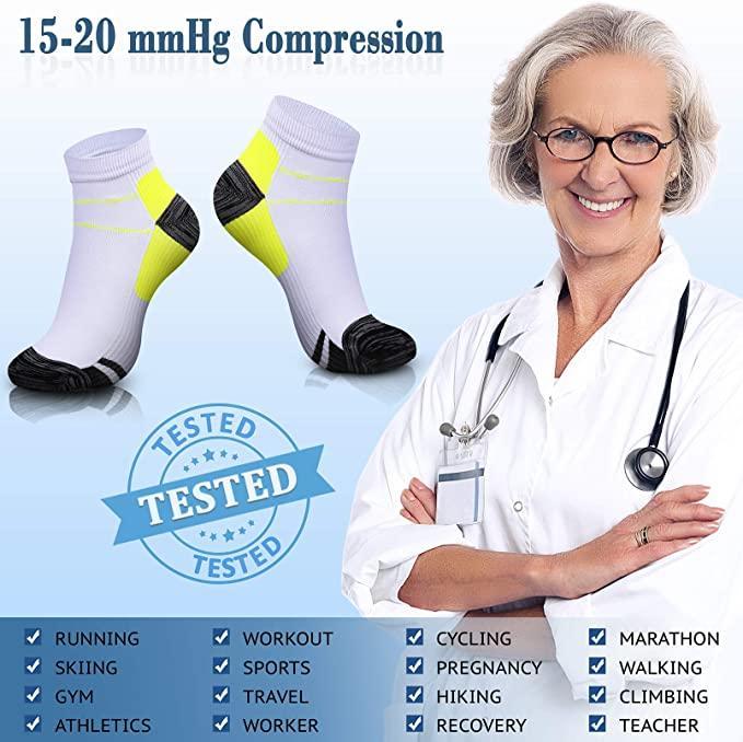 6 Pair Pro Ankle Compression Socks - Omega Walk