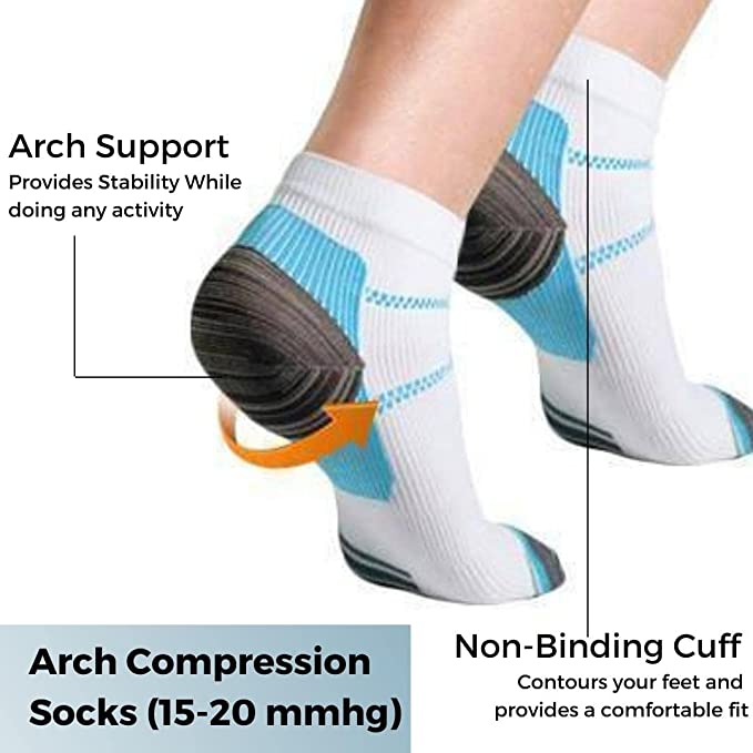 6 Pair Pro Ankle Compression Socks - Omega Walk