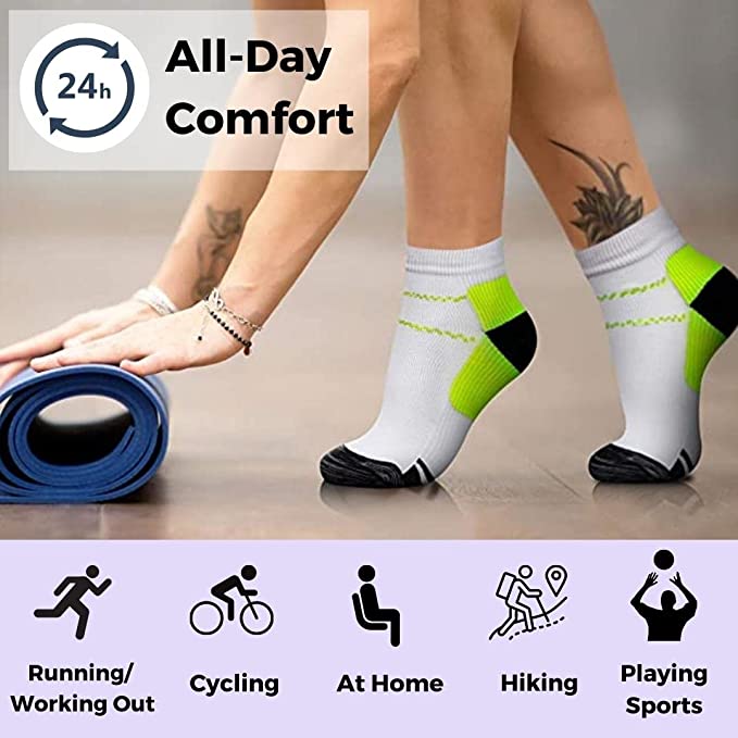 6 Pair Pro Ankle Compression Socks - Omega Walk