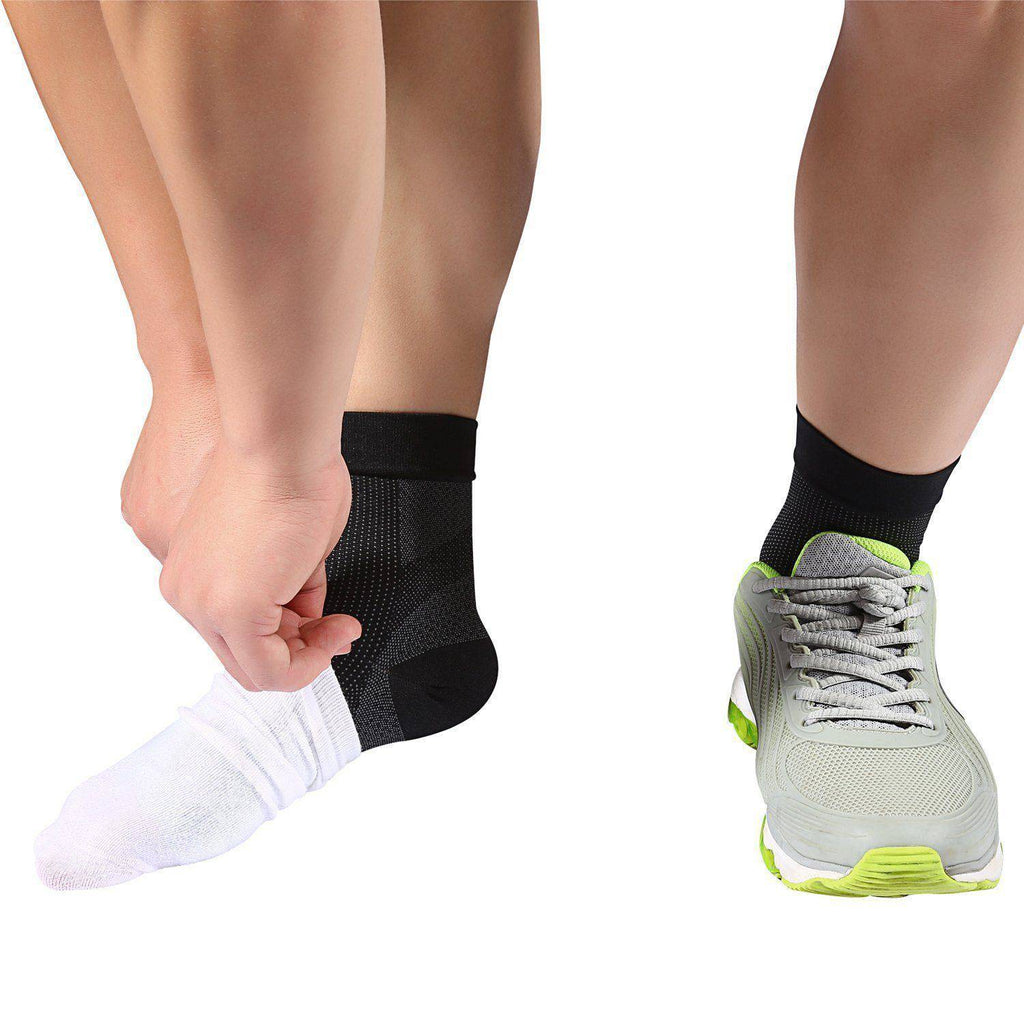 Compression Foot Sleeves - Open Toe Socks for Plantar Fasciitis and Arch Pain - Omega Walk