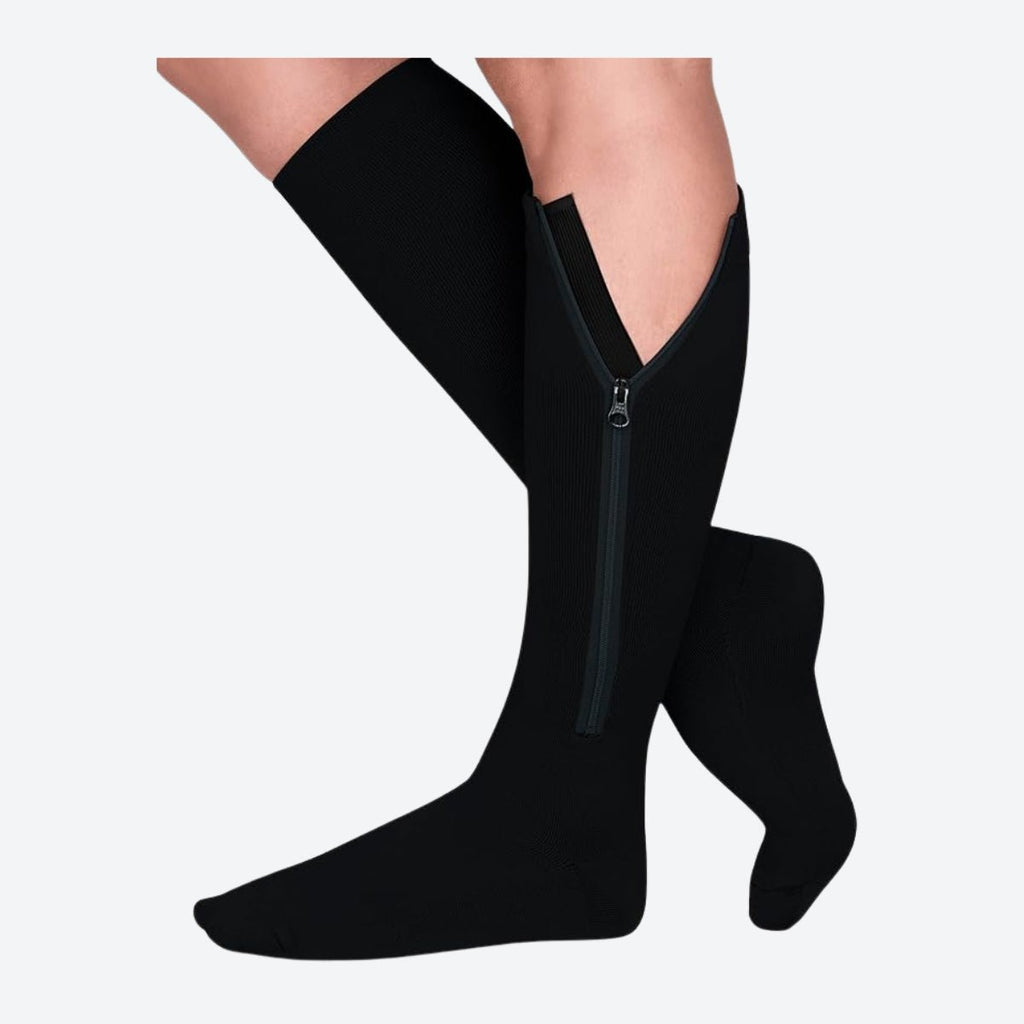 Zippered Compression Socks - Support Stockings 20-30 mmHg - Omega Walk