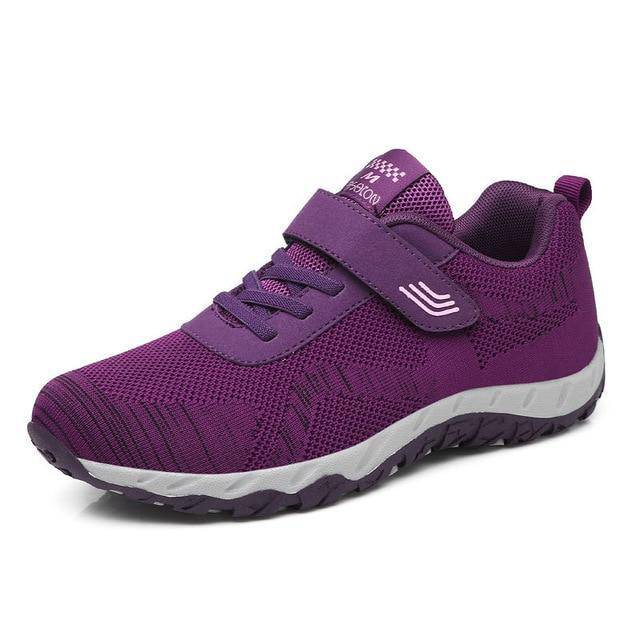 Light hook & loop sneakers for women - Omega Walk - M77-PURPLE-35