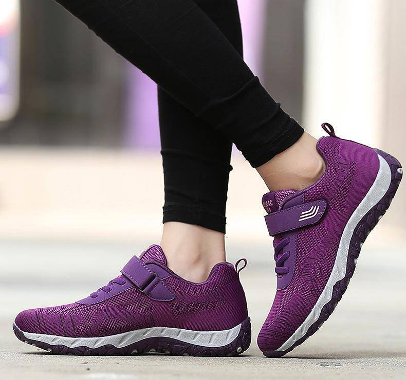 Light hook & loop sneakers for women - Omega Walk - M77-PURPLE-35