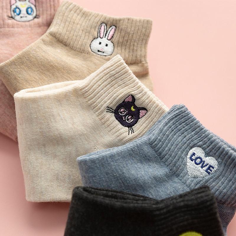 Quirky Cotton Ankle Socks - Pair of 5 - Omega Walk