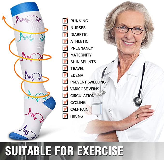Unisex Compression Socks (5 Pairs) -15-20 mmHg - Omega Walk