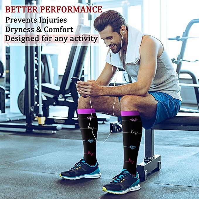 Unisex Compression Socks (5 Pairs) -15-20 mmHg - Omega Walk