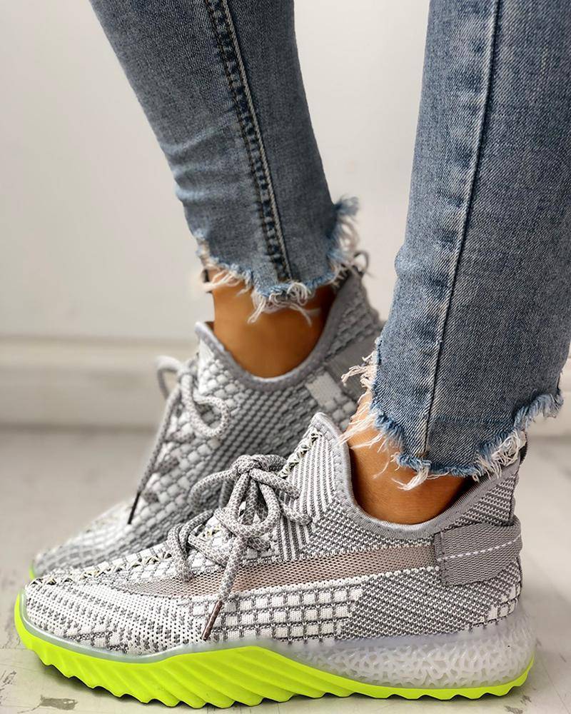 Women's Net Surface Lace-Up Sneakers - Omega Walk