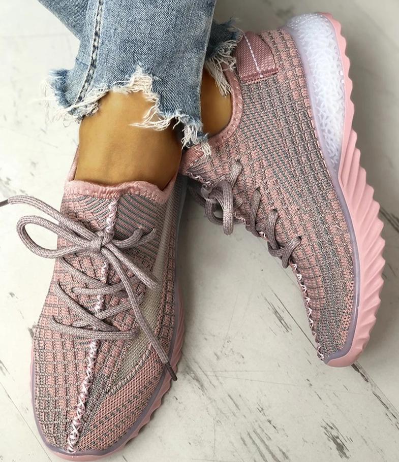 Women's Net Surface Lace-Up Sneakers - Omega Walk
