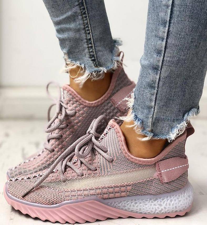 Women's Net Surface Lace-Up Sneakers - Omega Walk